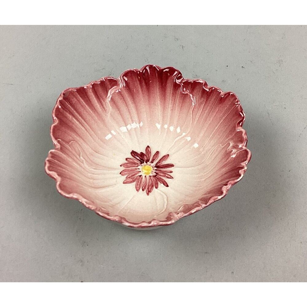 Floral Pink Trinket Dish - Made In England - 1.25”x3”